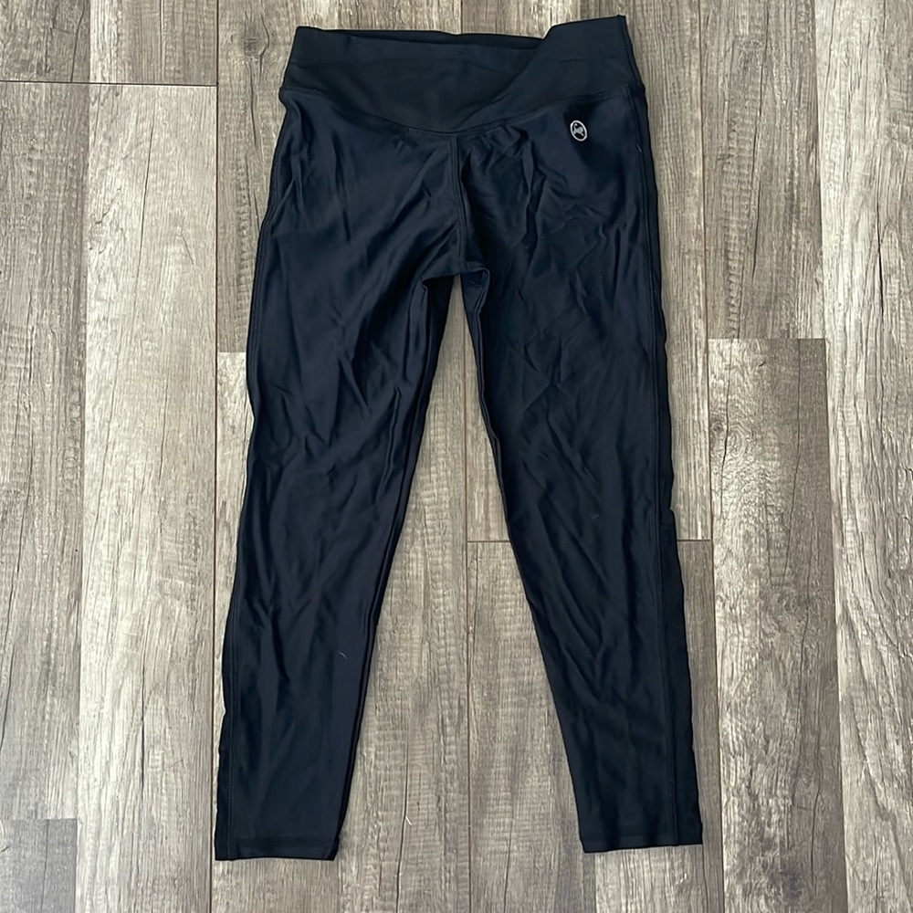 ABS2B Fitness Black shiny Leggings w/ Mesh sides Small